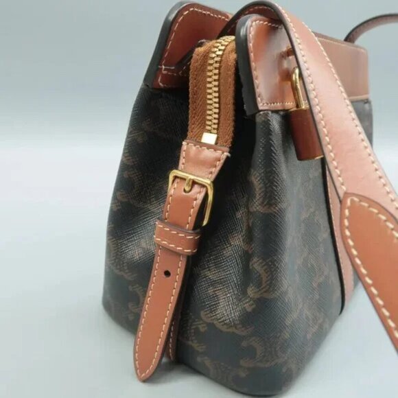 100% Authentic CELINE Cabas Brown Canvas Shoulder Bag 1440-081324 - Picture 9 of 12